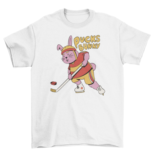 Rabbit playing ice hockey t-shirt