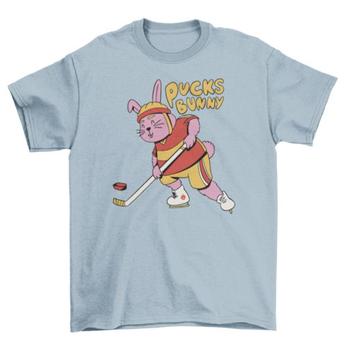 Rabbit playing ice hockey t-shirt