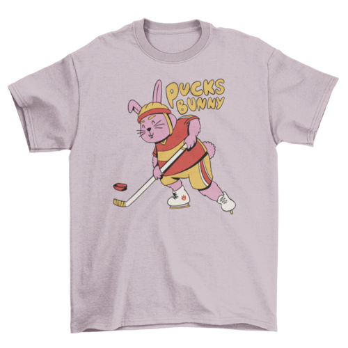 Rabbit playing ice hockey t-shirt