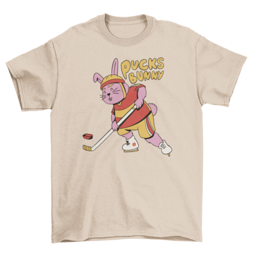 Rabbit playing ice hockey t-shirt